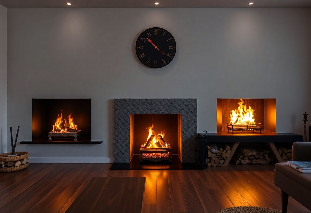 Different types of fireplaces suited for Dark Academia.
