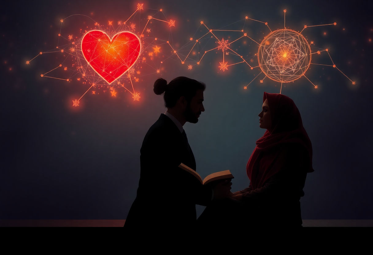 Connection between romantic and intellectual aspects in literature.