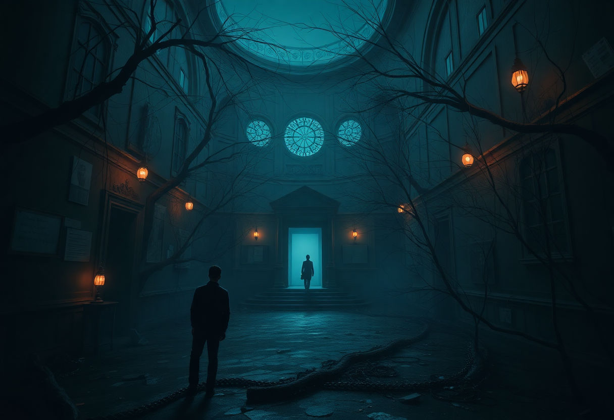 Enigmatic scenes in dark academia