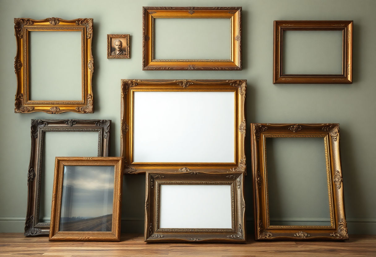 Assortment of vintage picture frames