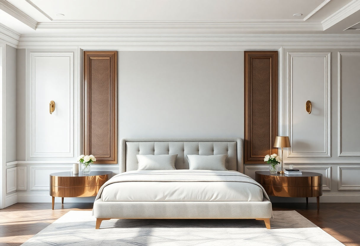 Elegant bed frame in a bedroom