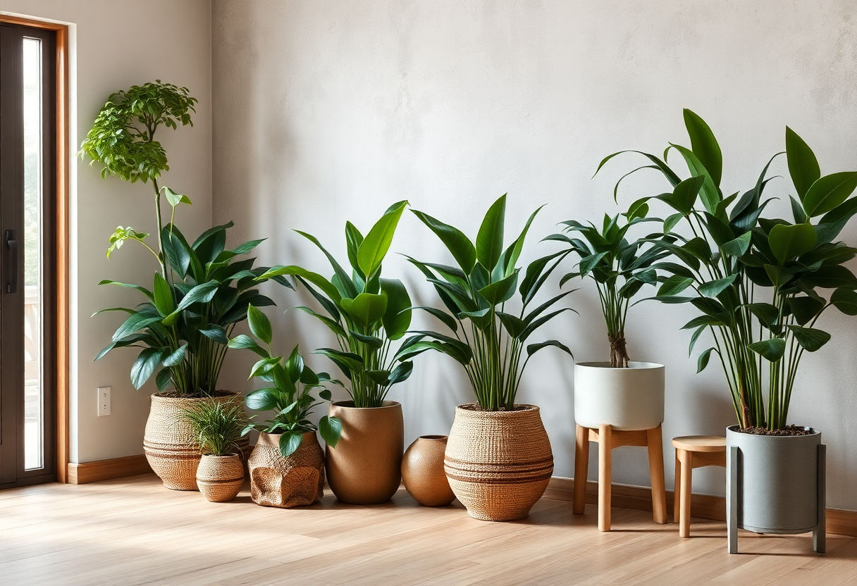 Plants and wood accents in a room