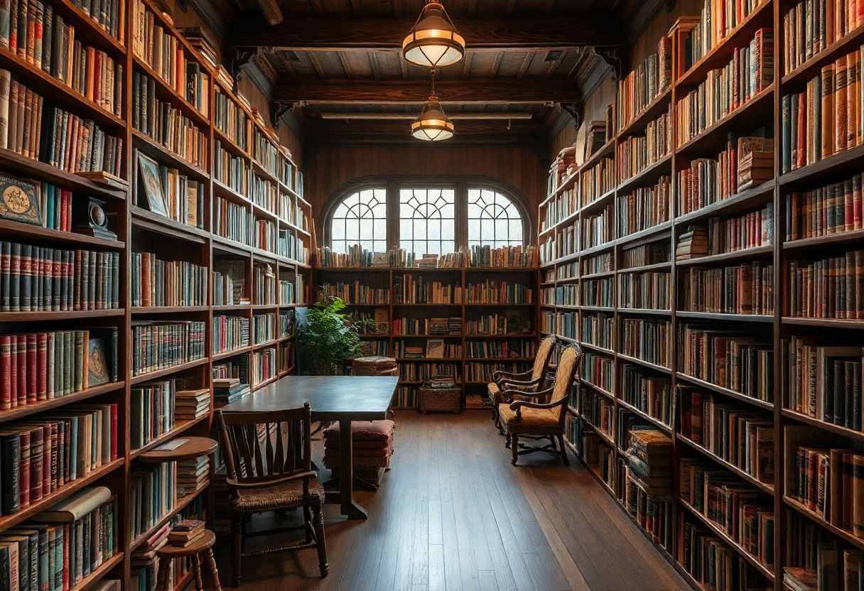 A vintage library filled with books