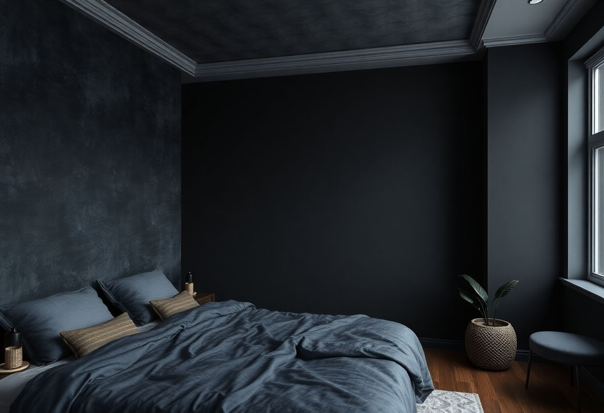 Visuals of dark colors and textures for bedrooms