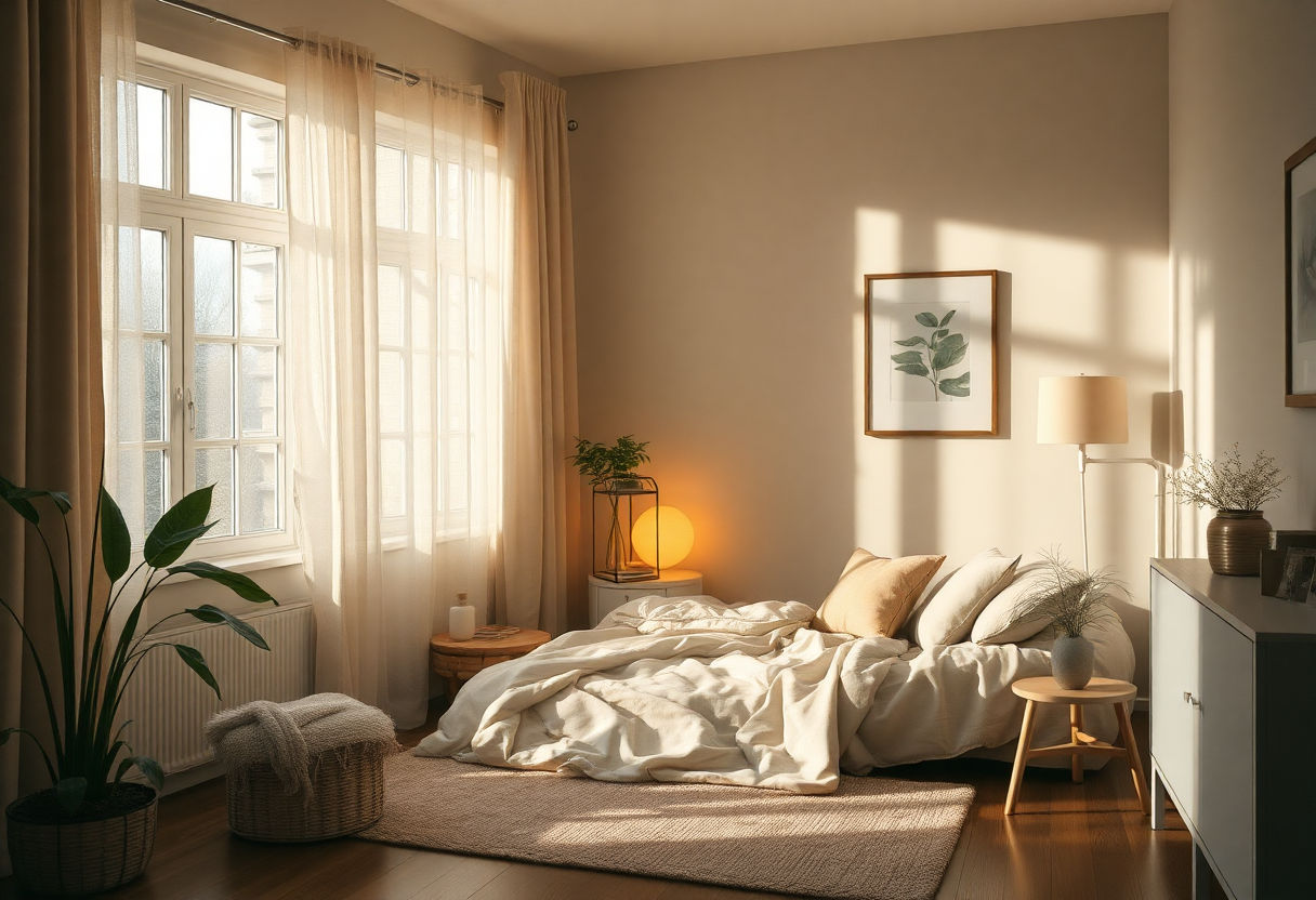 Soft lighting in a cozy room