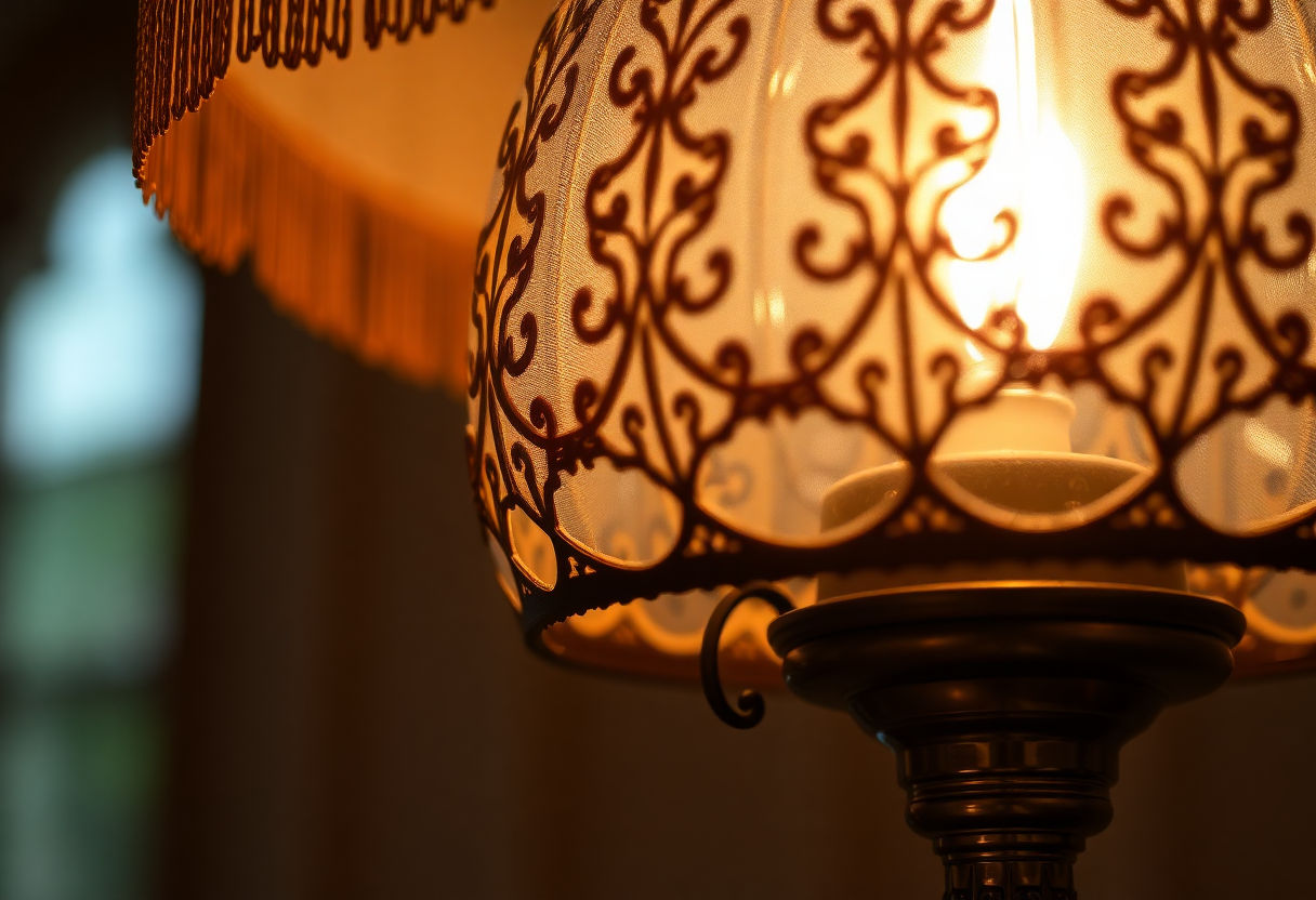 Close-up of a lamp with intricate details