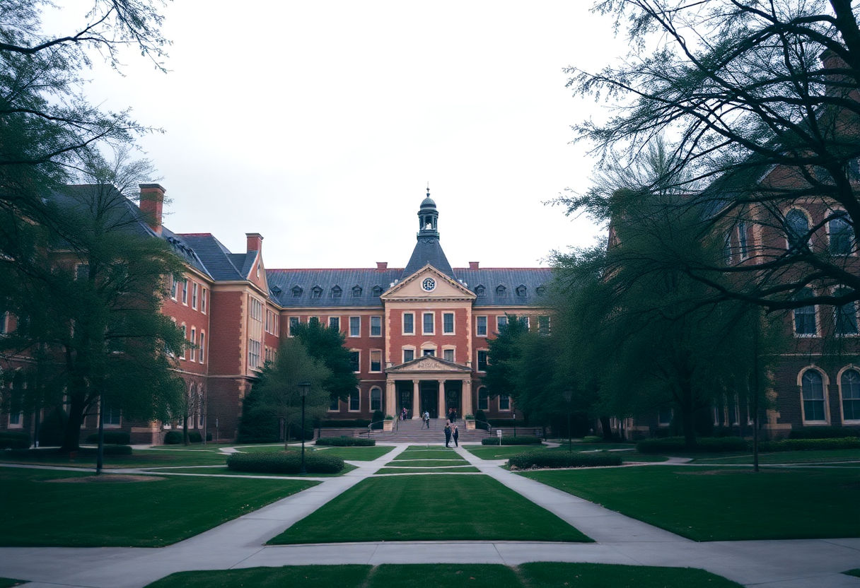 University campus as a romantic setting