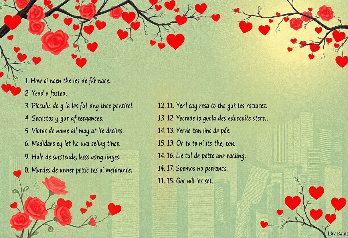 List of romance tropes on a blackboard
