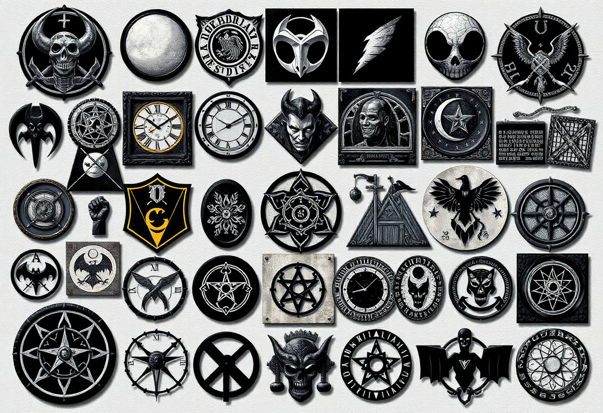 Collage of dark academia icons and symbols