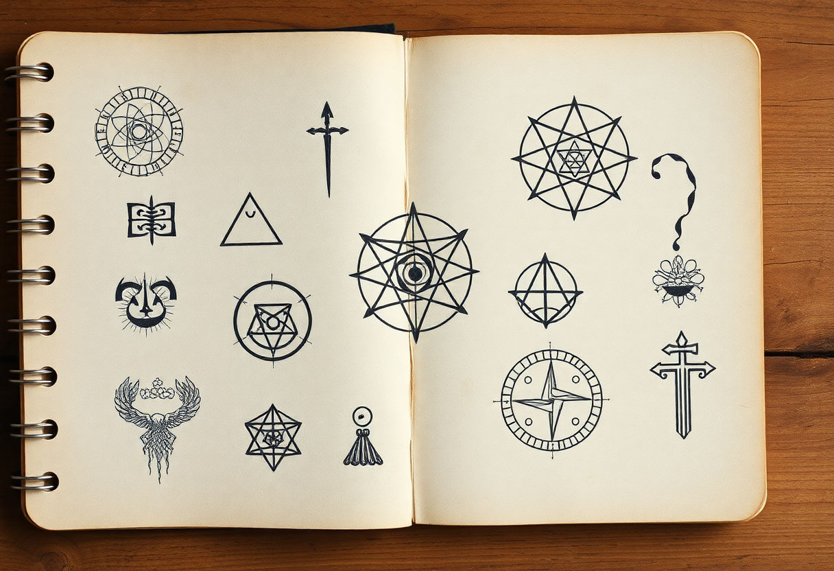 Mysterious symbols drawn in an old notebook