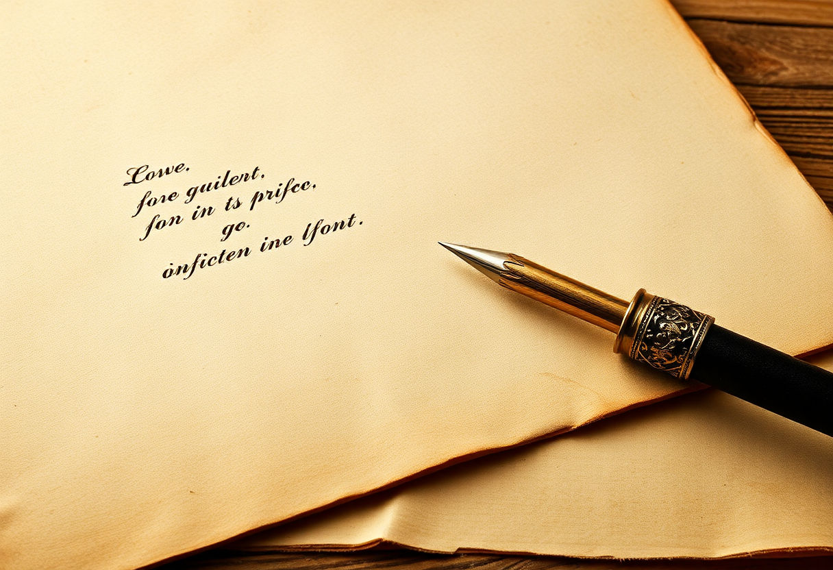 Old manuscript with a quill pen