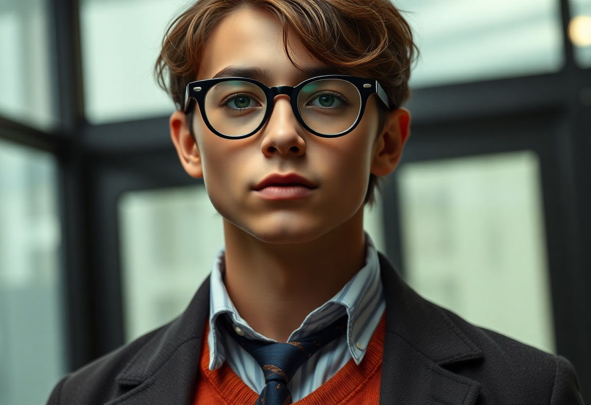 Dark academia glasses paired with stylish clothing