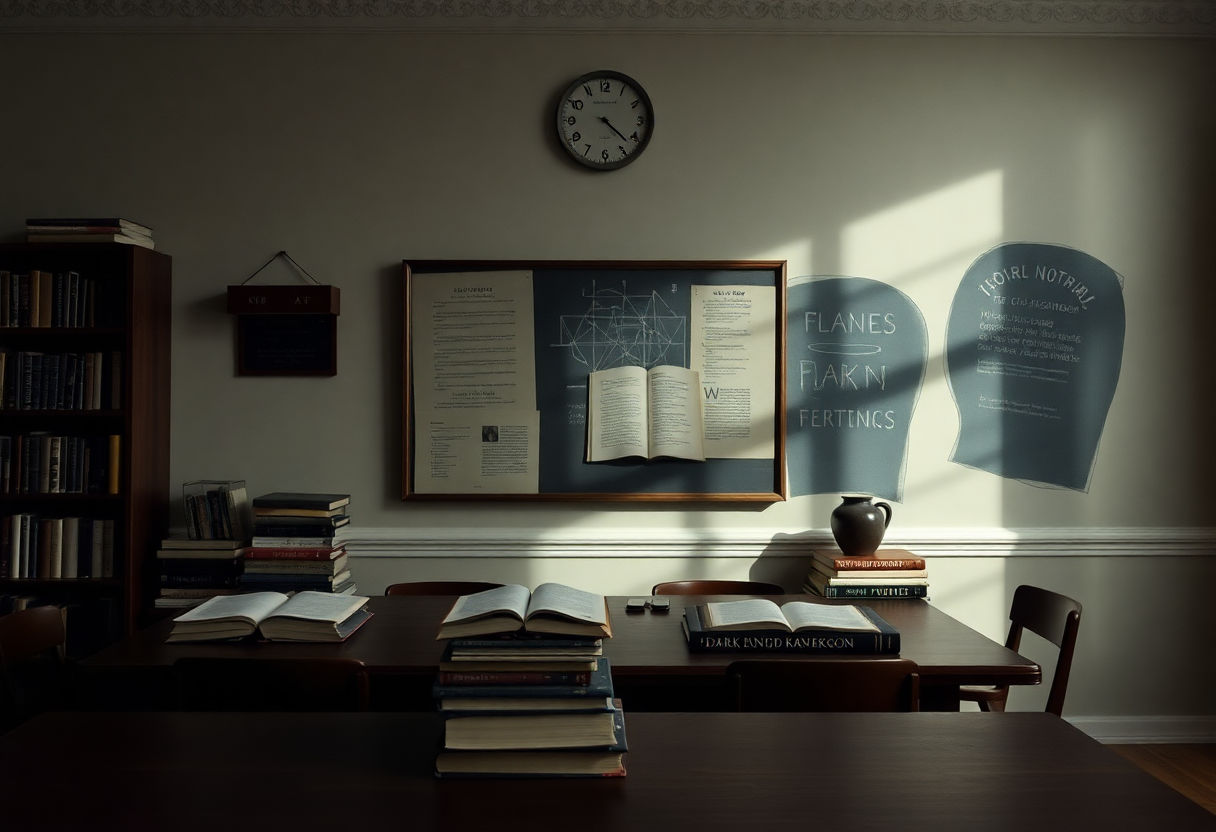 Books and film stills that inspire dark academia decor.