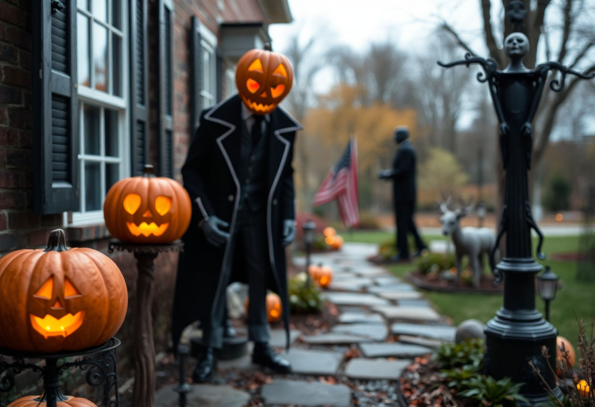 Halloween decorations with a dark academia twist.