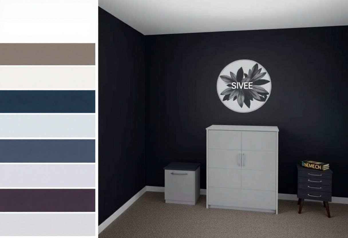 Dark color palette swatches for dorm decor