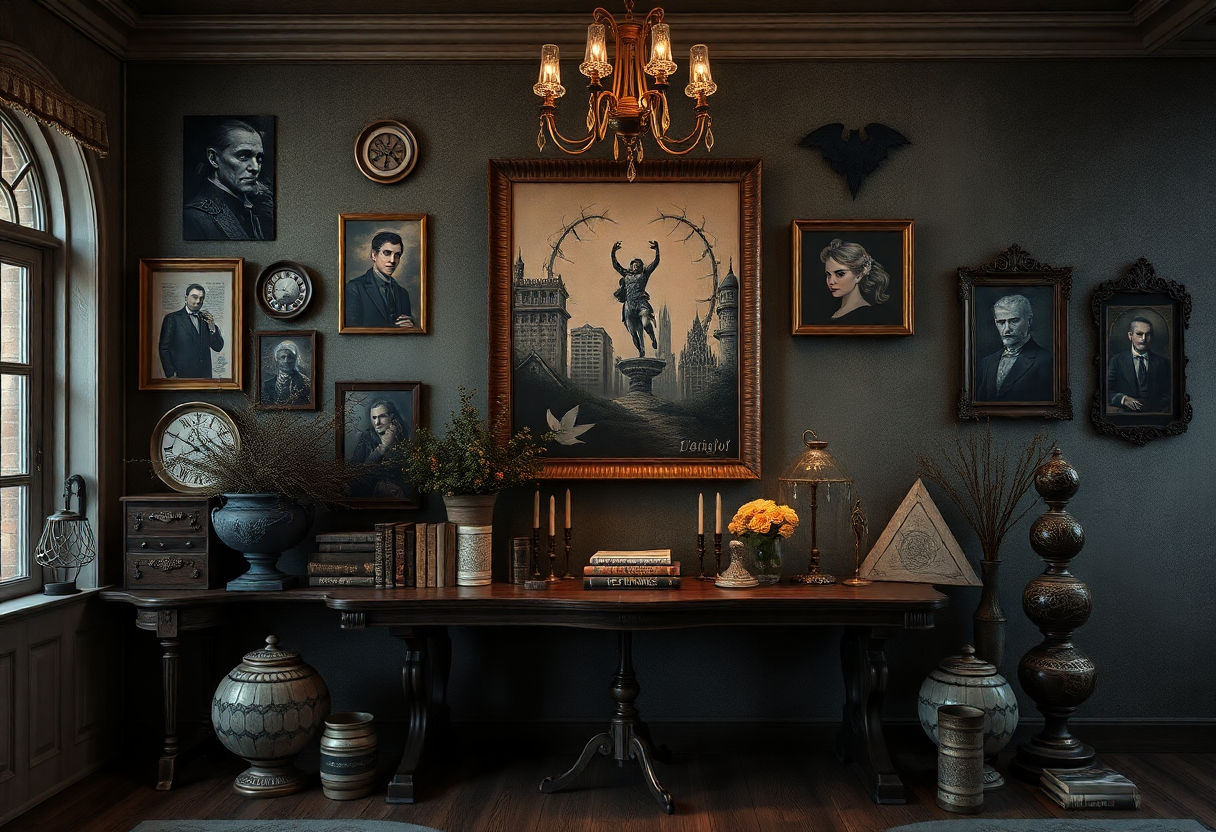 Art and decorations with dark academia themes