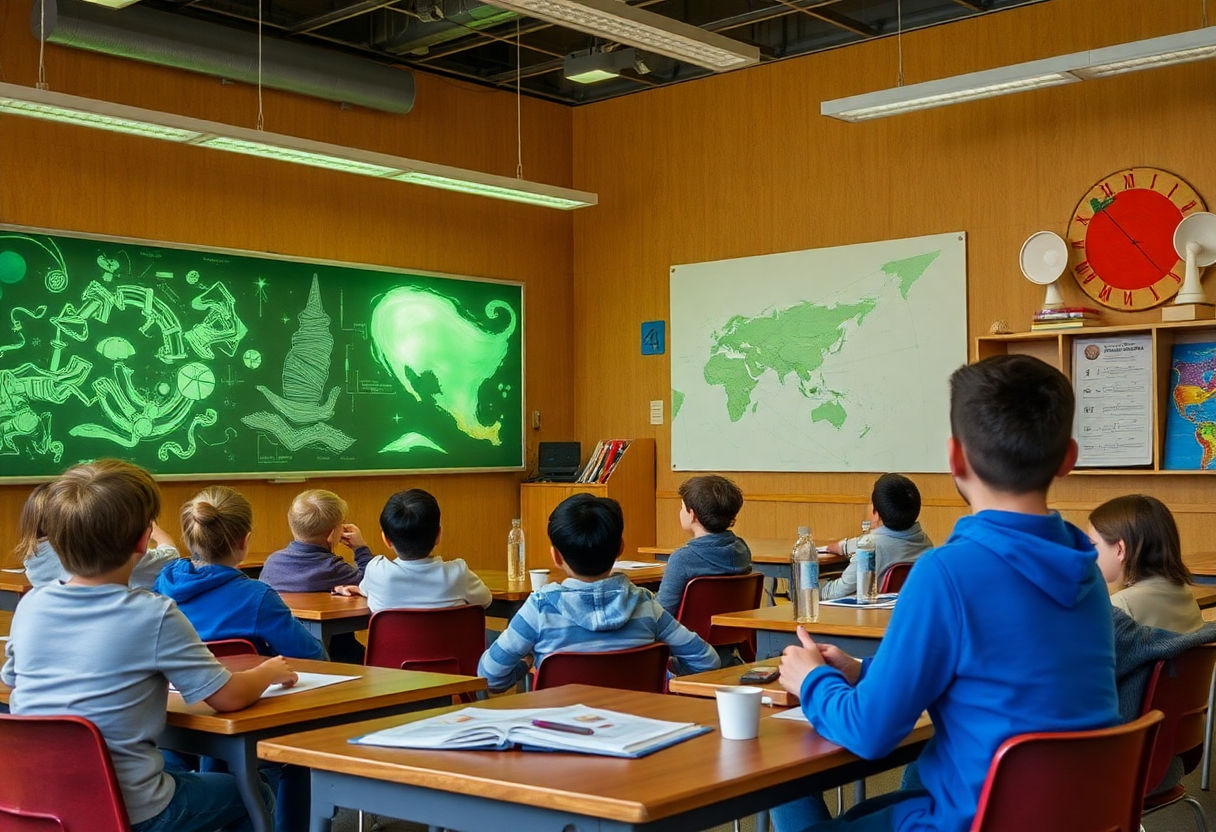 Sound-absorbing materials in a classroom
