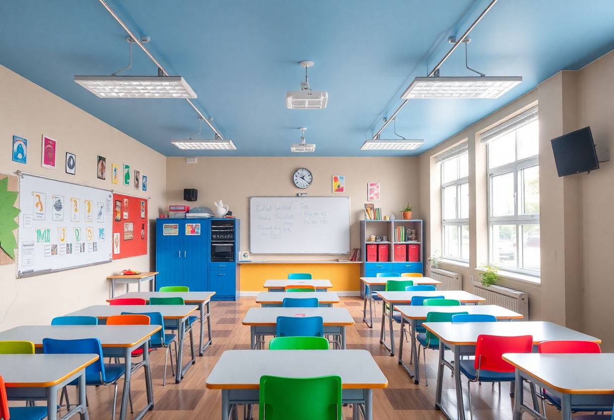 Colorful classroom interior