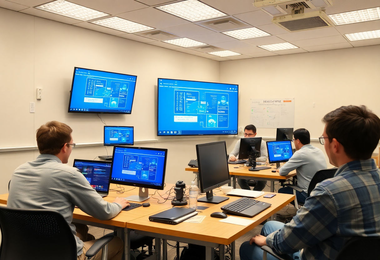 Technological setups in academia room