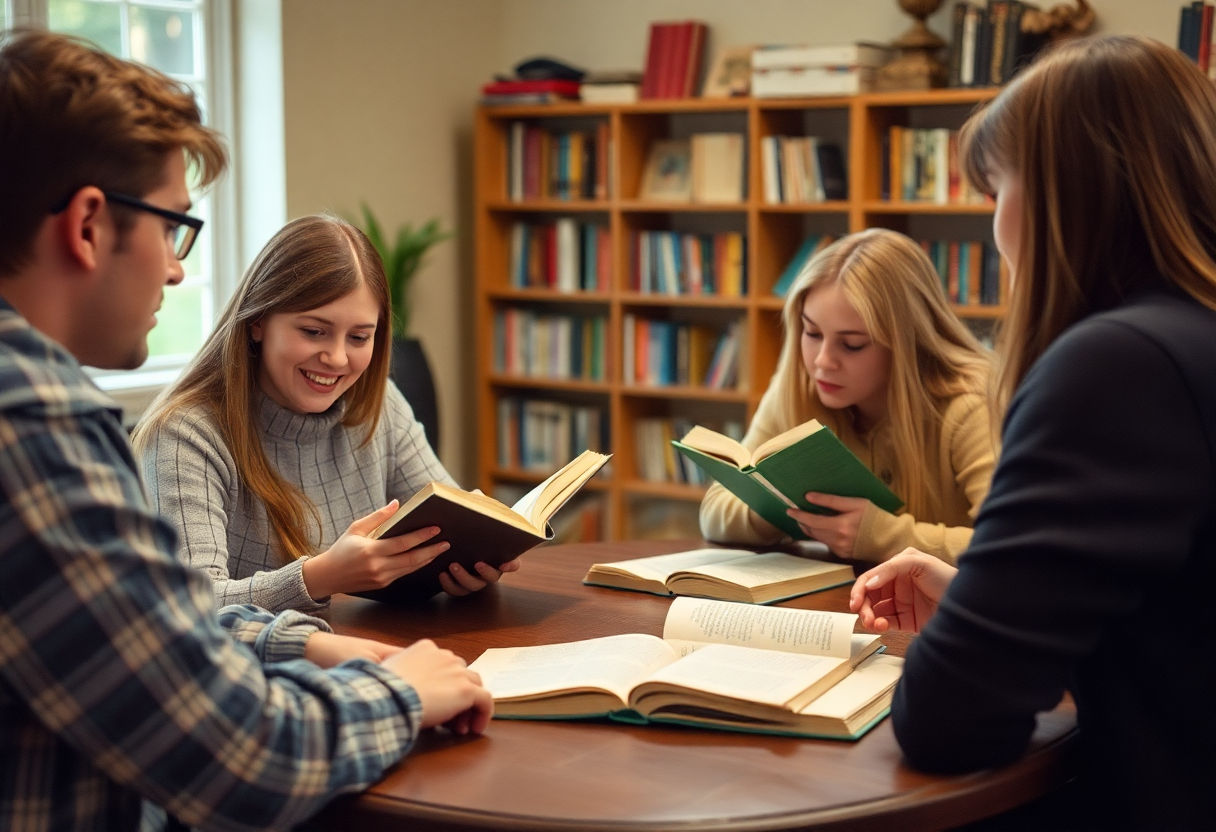Readers engaging in a book club discussion