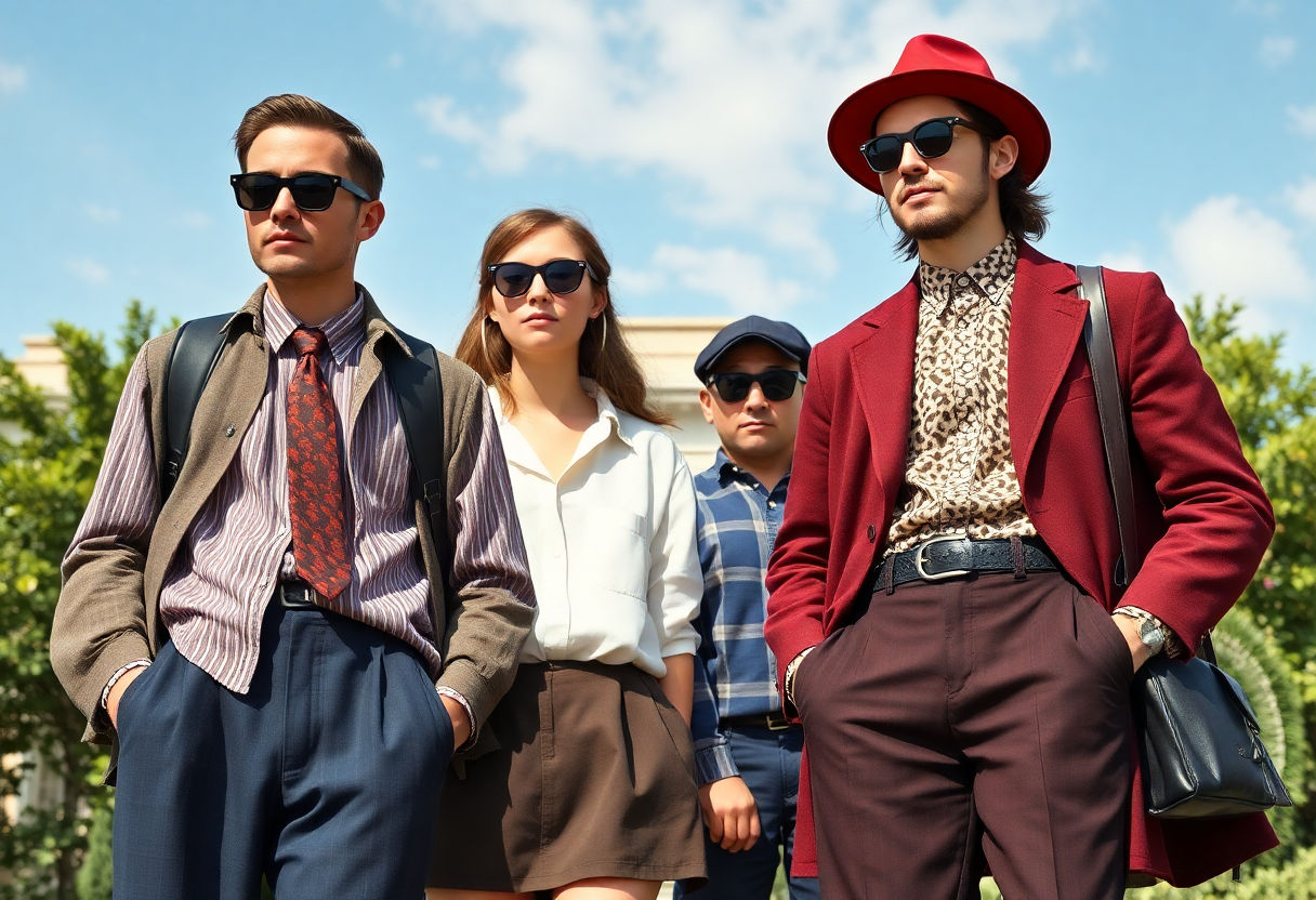 Mix of contemporary and vintage academia outfits