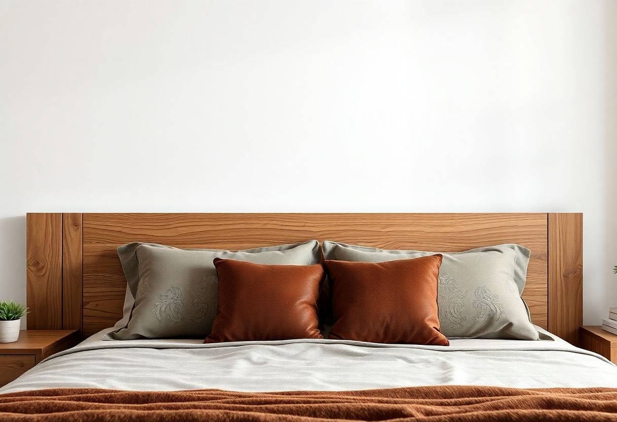 Wood and leather materials for headboards