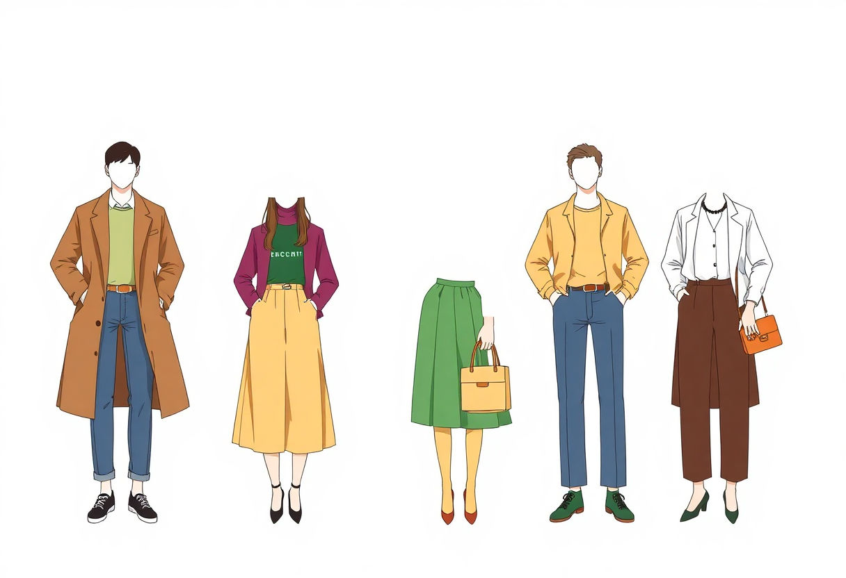 Illustrations representing sustainable fashion choices