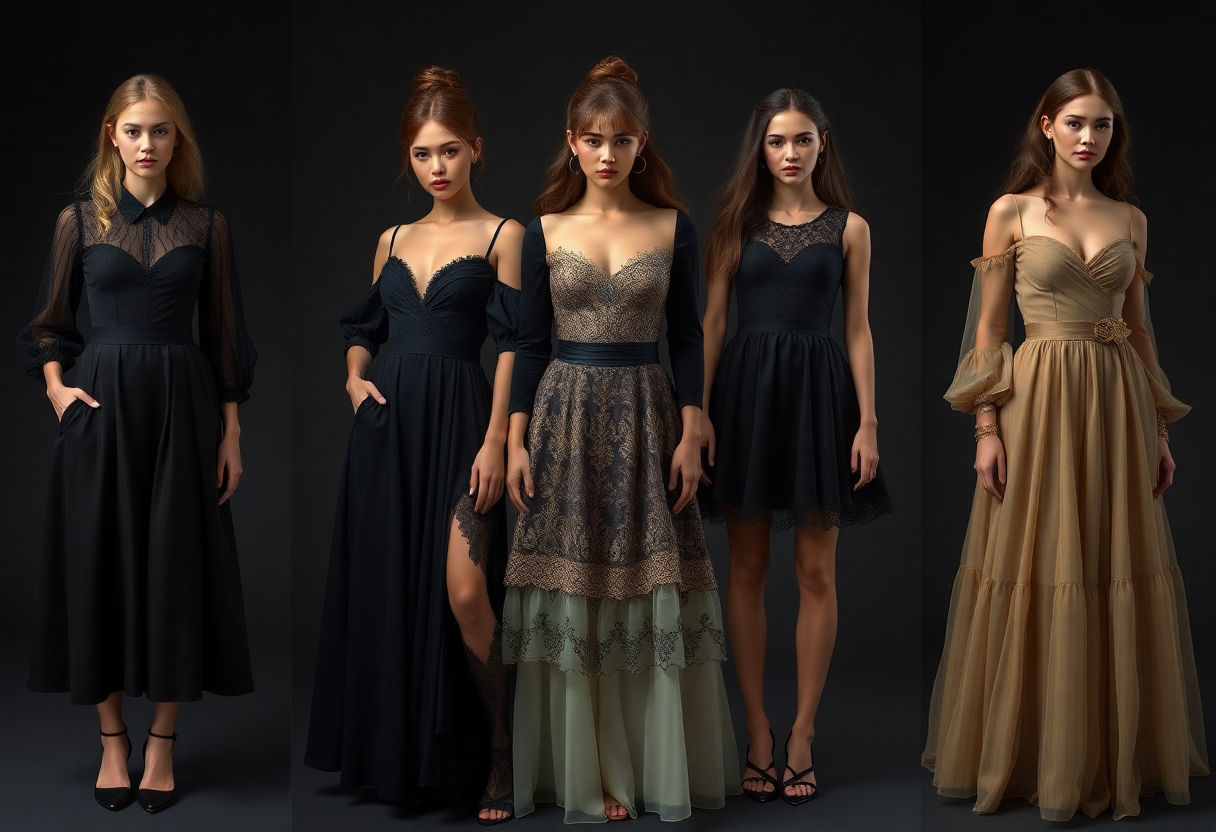 Various styling ideas for dark academia dresses