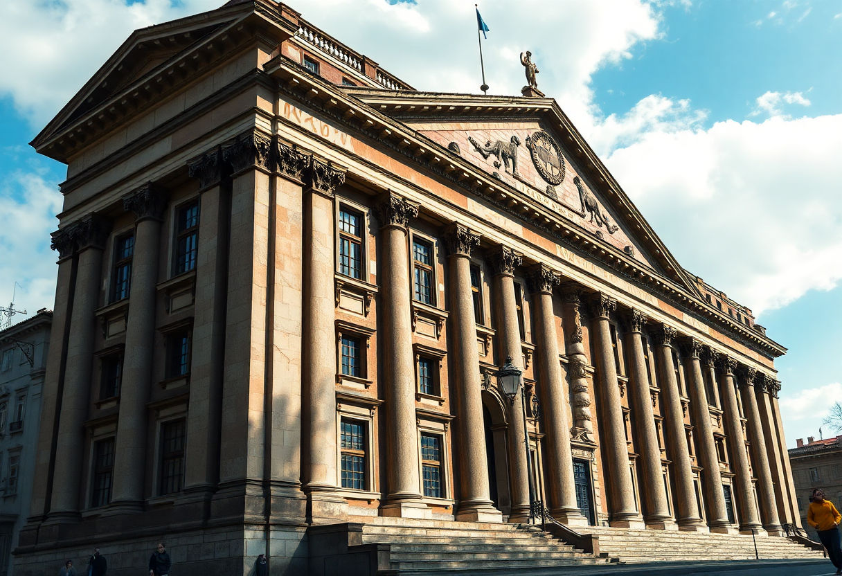 Historical roots of dark academia architecture in classical styles.