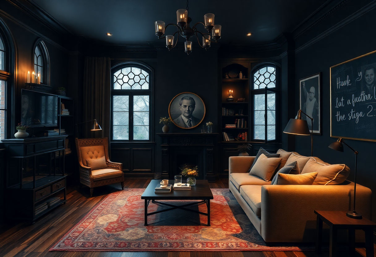 Incorporating dark academia style in home and interior design.