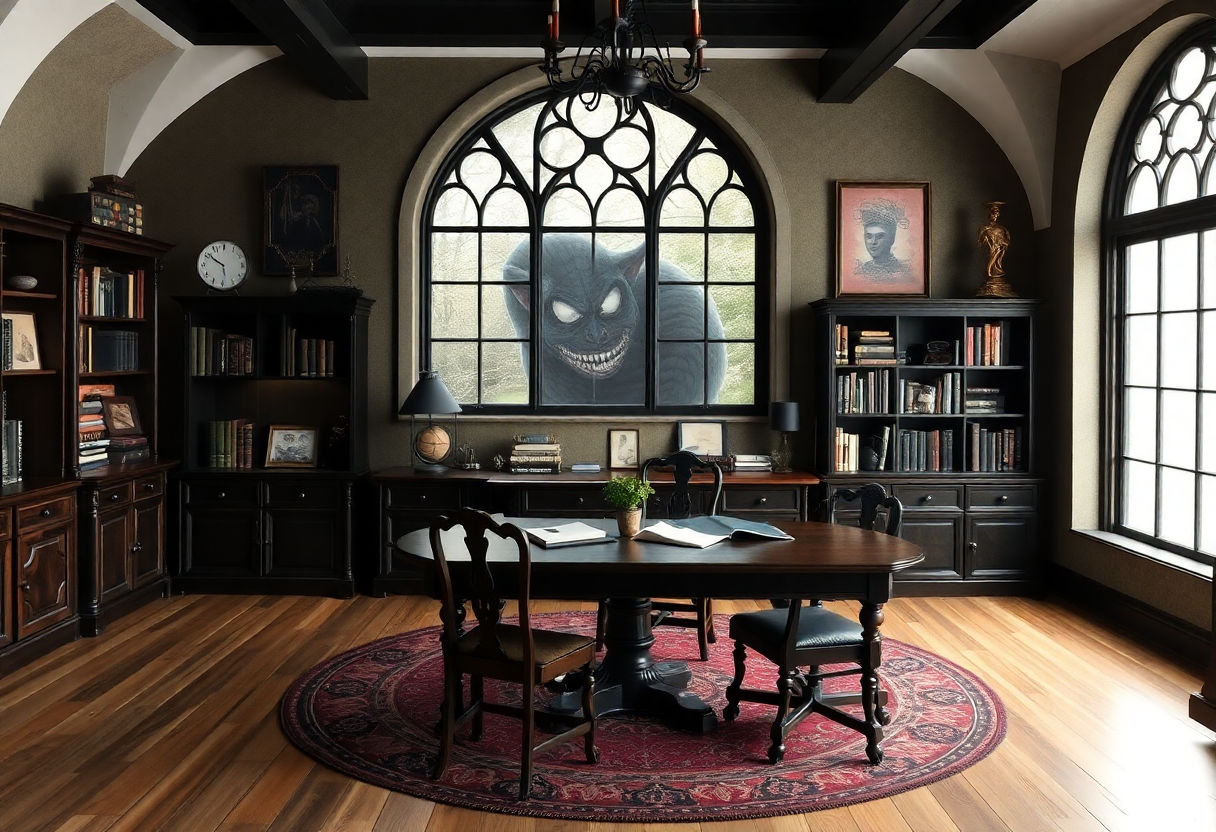 Study room with gothic decor