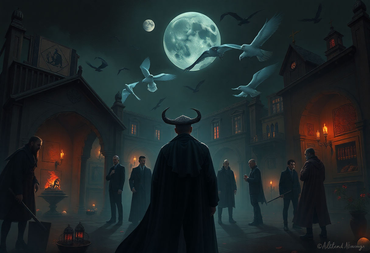 Artwork inspired by modern trends in Dark Academia.