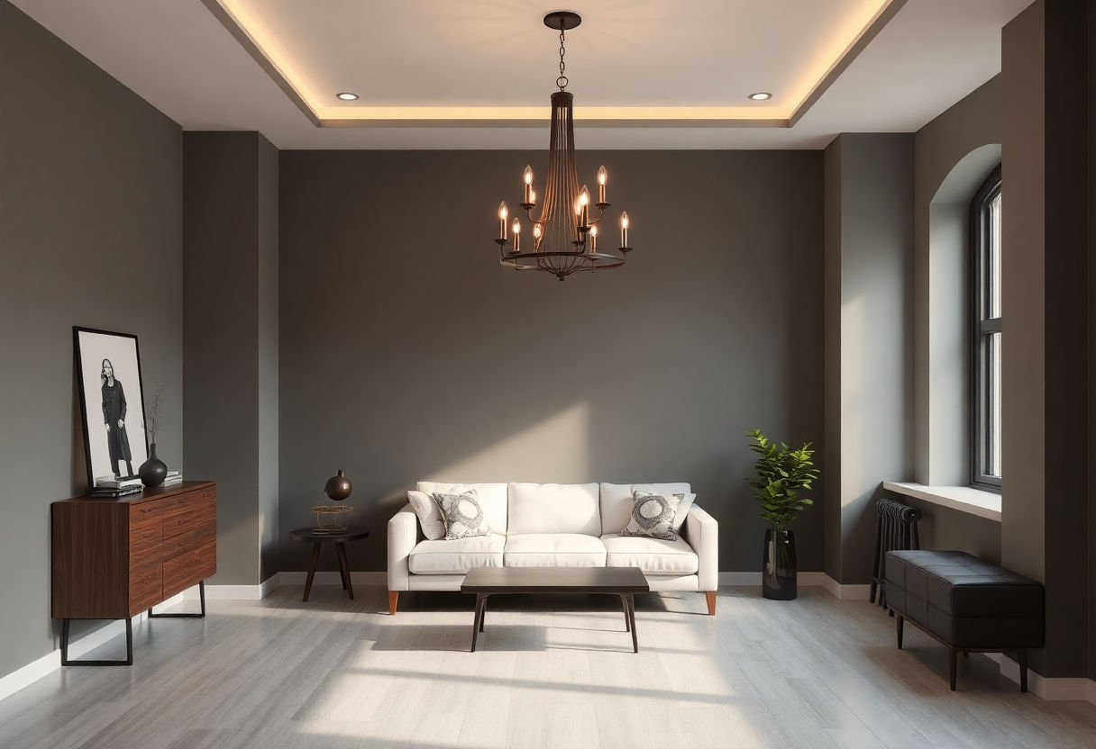 Modern room featuring a dark academia chandelier